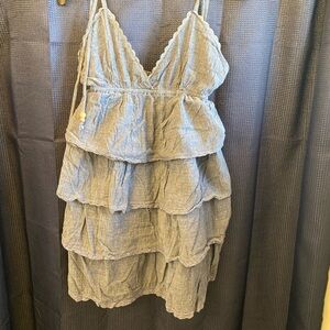 Gray Tiered Ruffle Dress